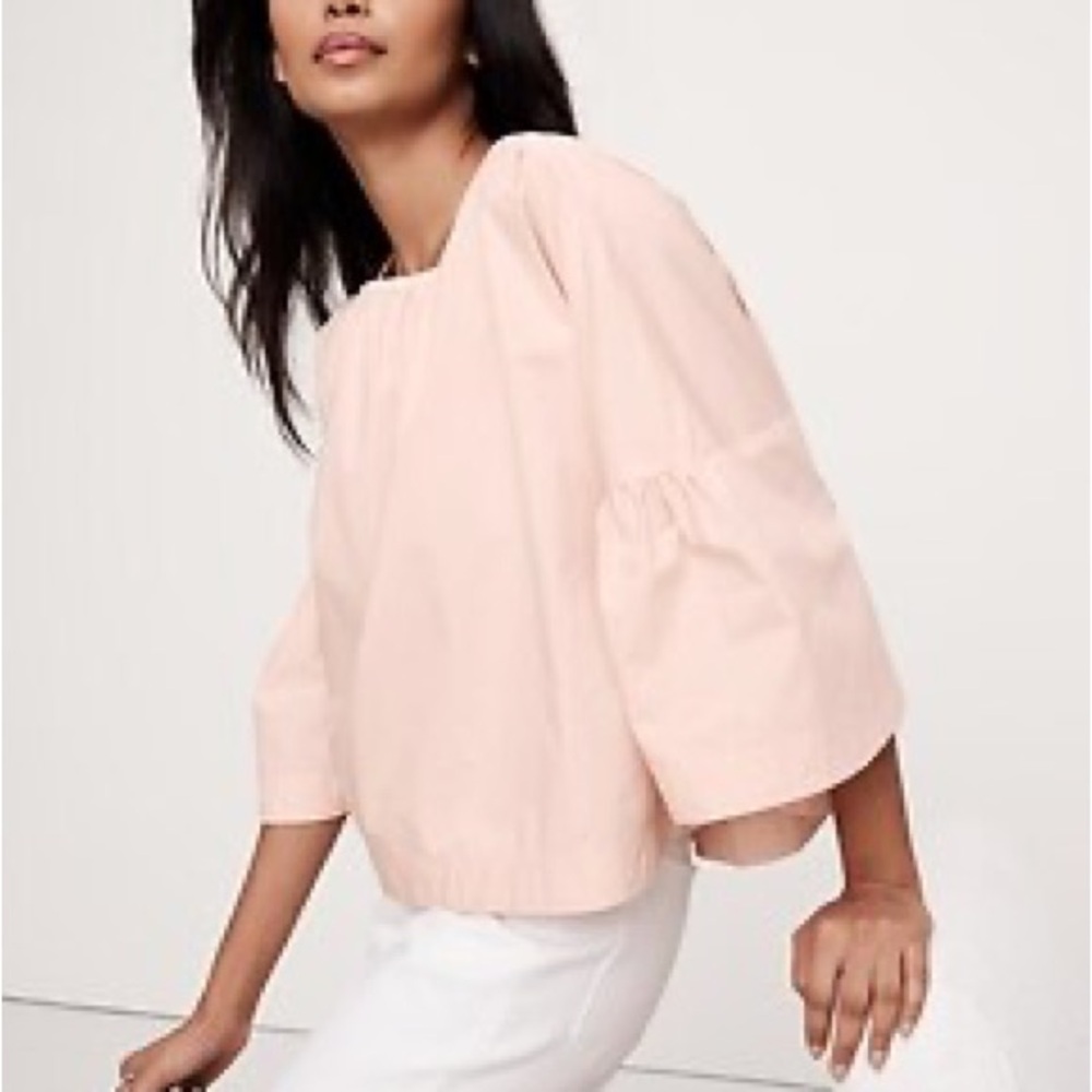 NWT Banana Republic Oversized Cotton Poplin Shirred Top Women’s Size Small Pink